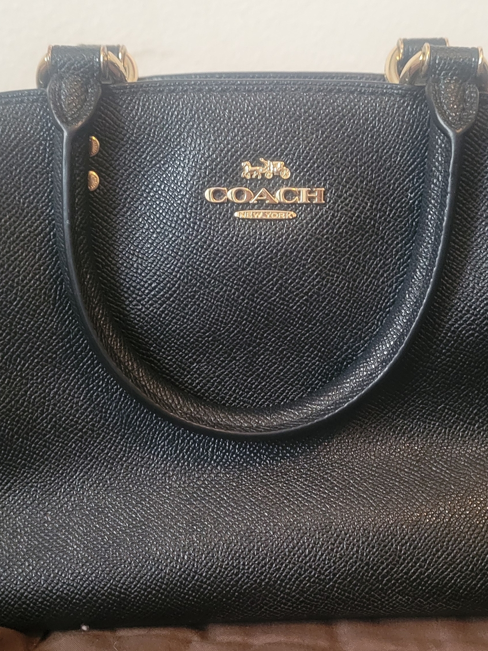 Coach Black Pebbled Leather Satchel with Gold Hardware